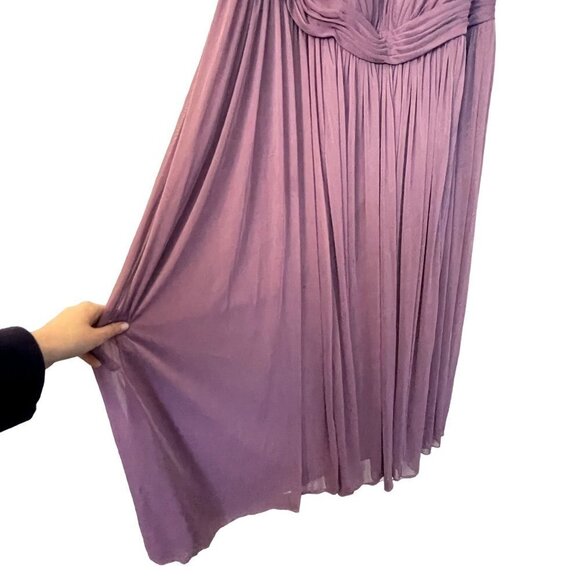 Azazie Calla A24 purple ruched formal vneck off the shoulder classic prom dress - Picture 7 of 11